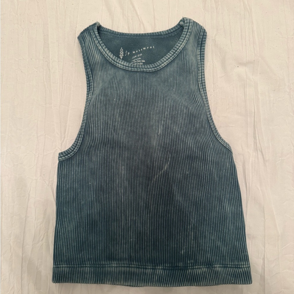 Free People Movement Blue Ribbed Tank Top (Xs/S)